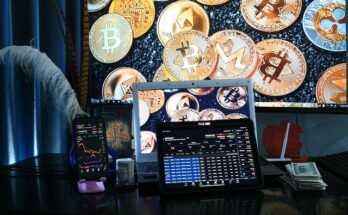 A laptop, phone, and monitor with Bitcoin graphics, highlighting eCrypto1.com Crypto Security 2025.